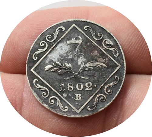 Habsburg silver coin Francis II. 7 Kreutzer 1802 B Kremnitz