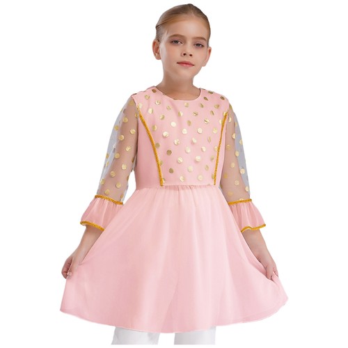 Abito da ballo manica lunga vestito indiano metallizzato prendisole bambina sfilata - Foto 24 di 39