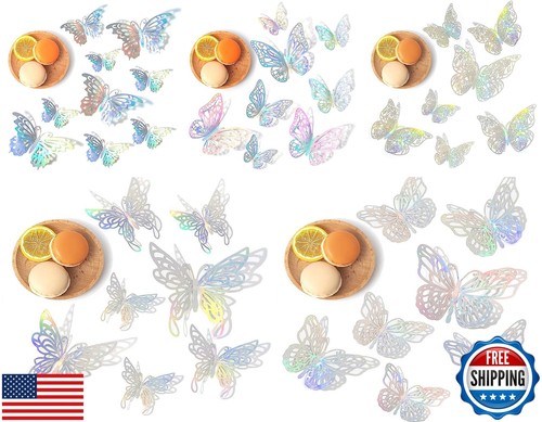 TGXRZX 3D Butterfly Decoration 60Pcs (3 Sizes 5 Styles),Butterfly Birthday Pa