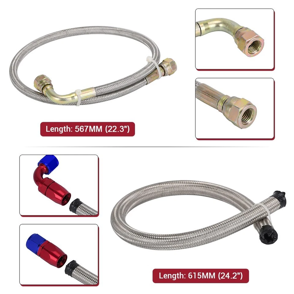 Kit de línea de retorno de drenaje de alimentación de aceite turbo para Toyota Supra 1JZ/2JZ 1JZGT 2JZGTE Foto 4 de 4