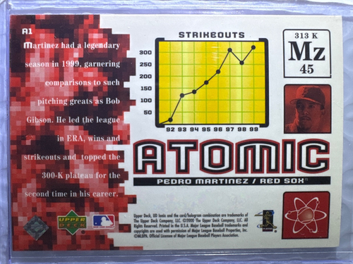 2000 Upper Deck Ionix Pedro Martinez Atomic Insert Card #A1 - Picture 2 of 2