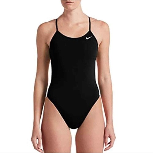 Nike Women's Black HydraStrong Solid Cutout One Piece Swimsuit Size 28/2 - Picture 1 of 14