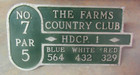 VINTAGE THE FARMS COUNTRY CLUB GOLF COURSE TEE BOX SIGN CONNECTICUT
