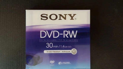 Sony 8cm DVD-RW re-recordable video camera disc 1.4GB 30mins. Brand New/Sealed