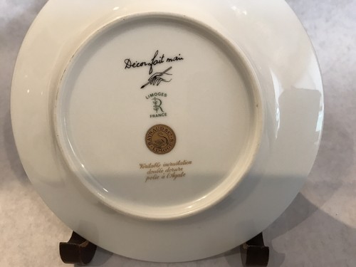 "Raynaud & CO limoges Francia placa de porcelana patrón bizancio filete azul 6,5" - Imagen 5 de 9
