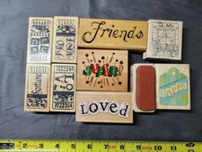 Lot of 10 Rubber Stamp Wood Mounted Used  New Single Word