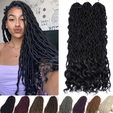 Curly Dreads Goddess Faux Locs Twist Crochet Braids Hair Extensions Ombre Brown