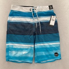 O'Neill Swim Trunks Mens 28 Blue Striped Drawstring Unlined Board Shorts Surf