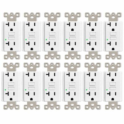 20 Amp GFCI Outlet Electrical Duplex Receptacle with Plate Non-TR ETL Listed ×12