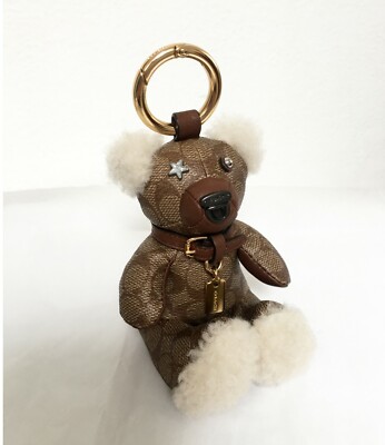 COACH Bear Keychain, Bag Charm Signature Canvas & Leather