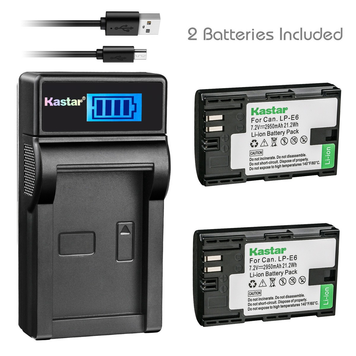 Canon 70d Canon 80d Battery Pack Kastar LP-E6 Battery Charger For
