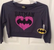 Batman Logo DC Comics Bioworld Crop Pullover Sweatshirt Pick From Sizes Listed