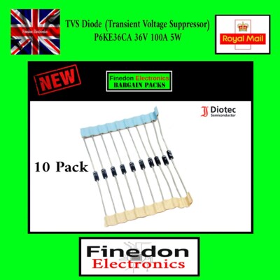 10 x Diotec P6KE36CA TVS Diode Transient Voltage Suppressor 36V 100A 5W