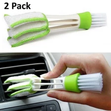 2x Pack - Portable Double End Car Vent Brush Dust Cleaner Window Air Con Blinds