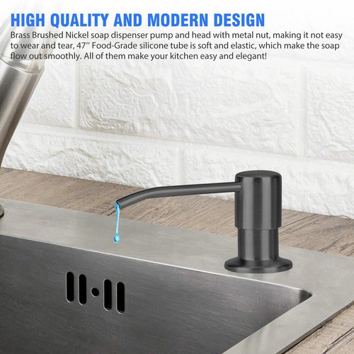 Easy Install 360°Sink Soap Dispenser Steel Kitchen Hands Liquid Pump Bottle Tube - Picture 3 of 11
