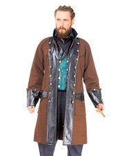 Pirate Coat 18th Century Brown  Black Colonial Steampunk Style Costume Coat