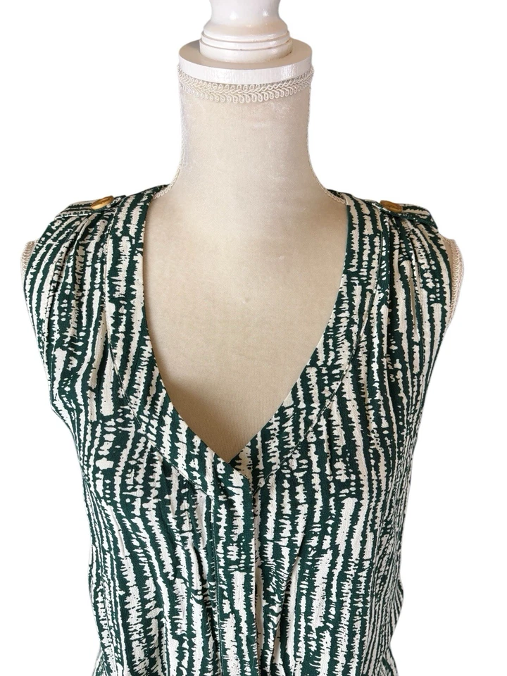 Mameluco Anthropologie ETT TWA sin mangas para mujer talla 0 bolsillos verdes y blancos Foto 3 de 4