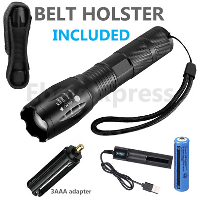 1 tactical t6 ultra bright 2000+ lumens rechargeable flashlight kit Super Bright Tactical Military LED Flashlight flash light 2000 Lumen 10000  LUX!