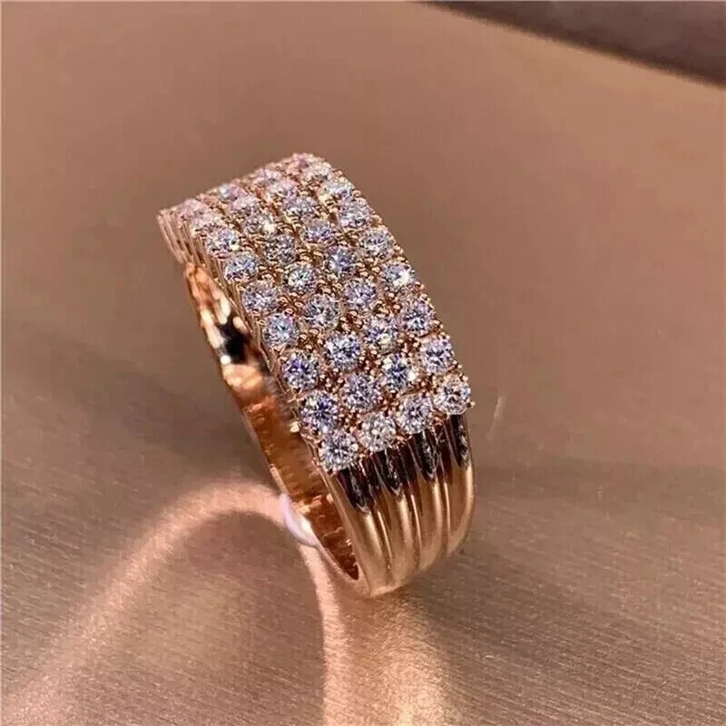 2 Ct Round Cut Natural Moissanite Wedding Band Men's Ring  14k Rose Gold Plated - Image 4 of 4