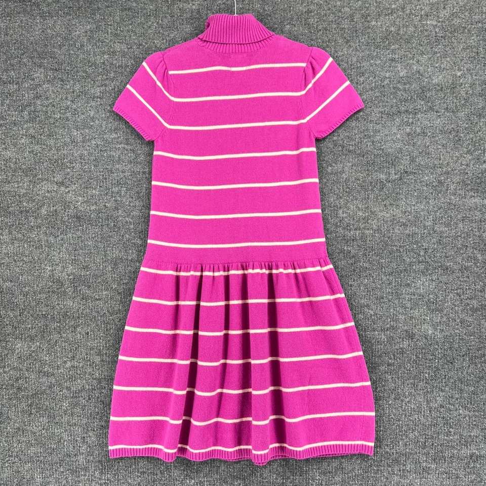 Lands End Girls Sweater Dress Size Large 14 Pink White Turtleneck Preppy Classic - Image 4 of 4