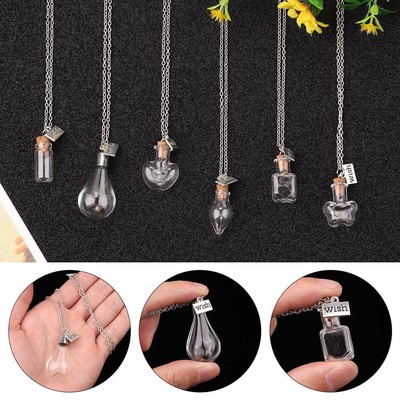 Charm Glass Vial Pendant Natural Dandelion Retro Cork Wishing Bottle Necklace