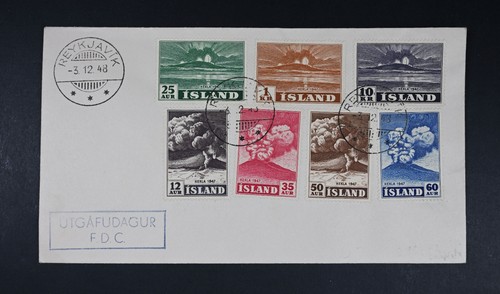 1948 FDC Iceland Stamps Used VF Cover Volcanoes