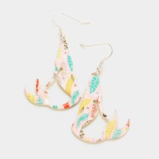 Mermaid Sea Life Nautical Fashion Fish Hook Earrings Silver