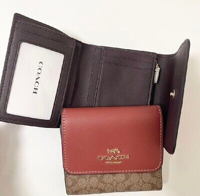 NWT Coach Small Trifold Wallet in Colorblock Signature Canvas Lt