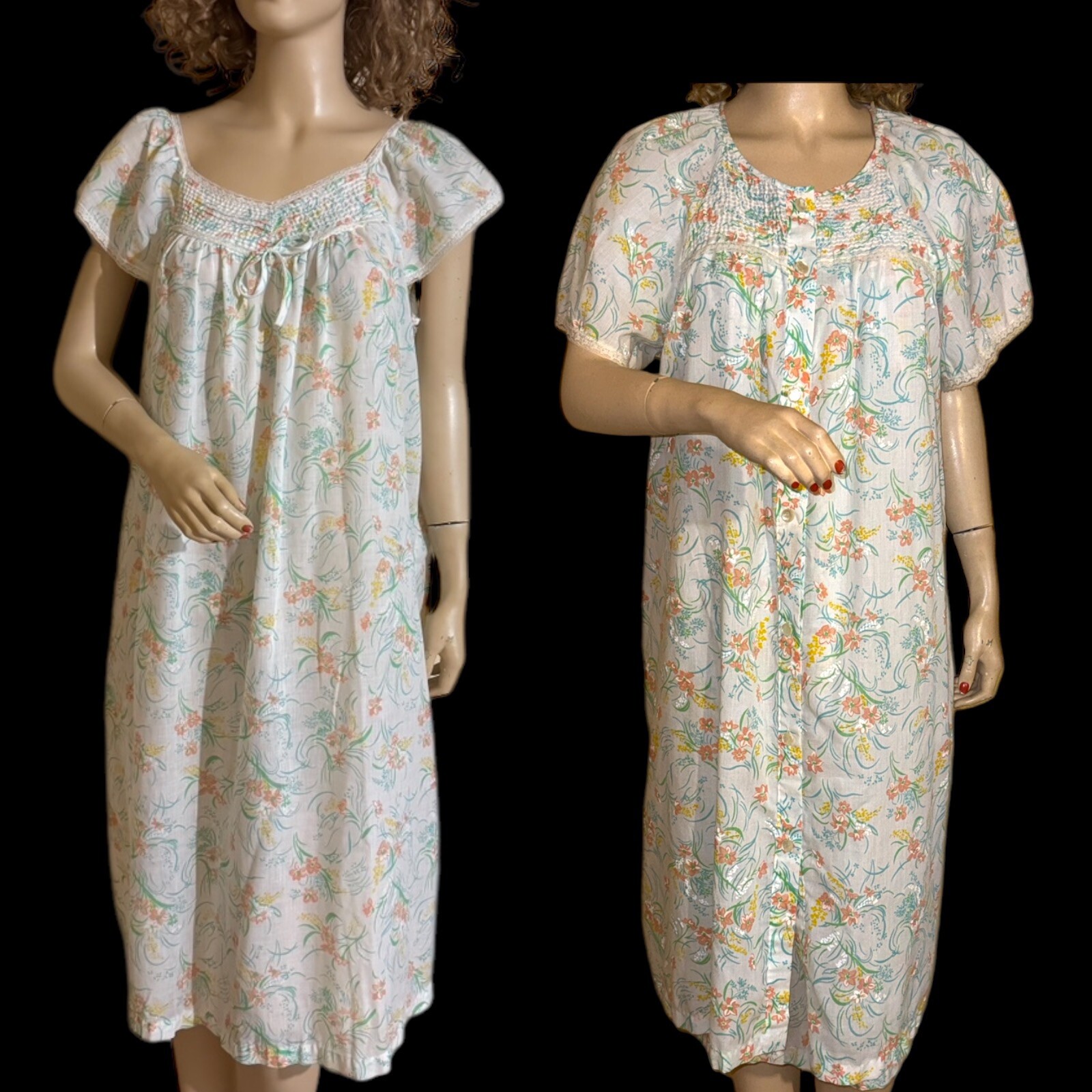 Vintage JCPenney Floral Misses Robe Duster Housec… - image 1