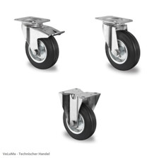 Transportrollen Lenkrollen Schwerlastrollen Vollgummi Rad 75 80 100 125 160 200