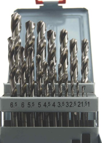 19 Stück Präzision Boden HSS Bohrersatz 1 – 10mm x 0.5mm