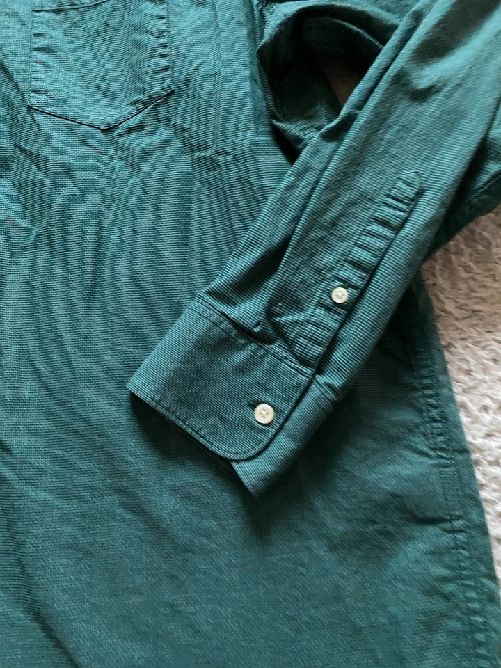 Claiborne Men Plaid Long Sleeve Button-Up Shirt Green Size XXL - Image 3 of 4