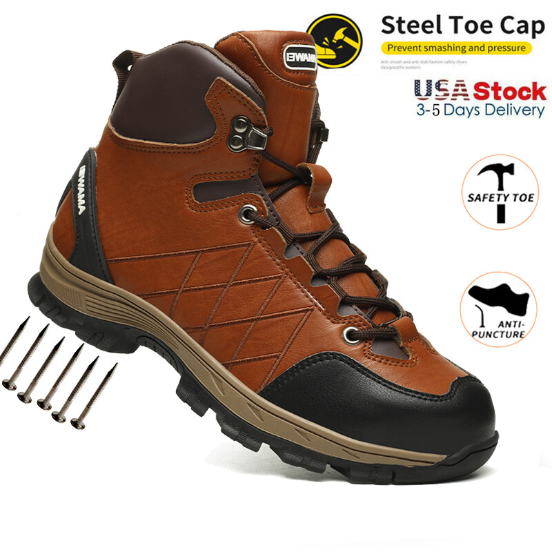 Men's High Steel Toe Puncture Proof Safety Shoes Non Slip waterproof Work  Boots