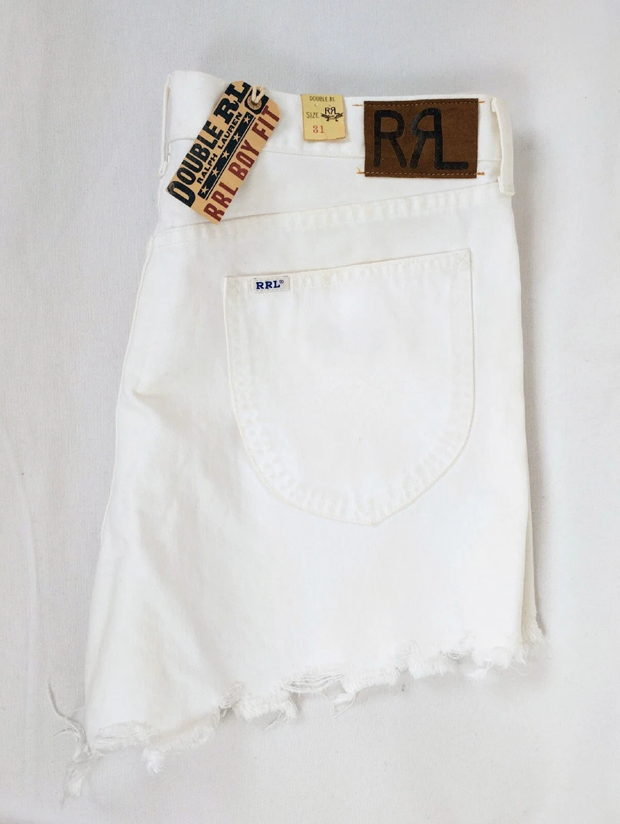 Ralph Lauren RRL White Cotton Vintage Cutoff Boy Fit Denim Shorts