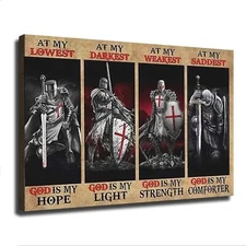 Warrior Wall Art Christian Warrior Knight Decor Armor of God Warrior Canvas