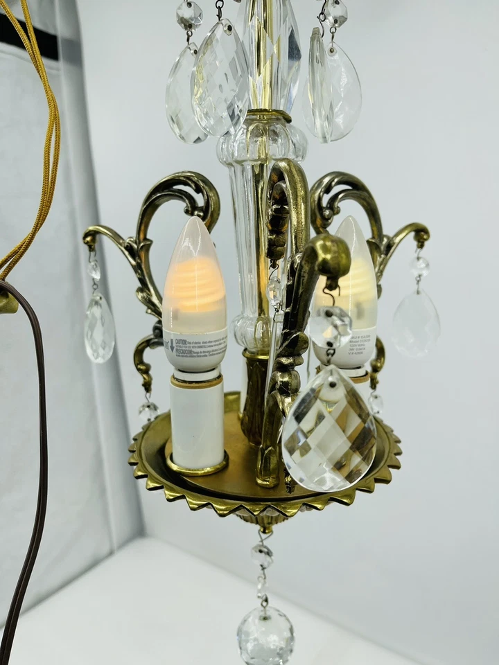 MC Crystal Prism BRASS Chandelier VTG Lighting GIM443 Hollywood Regency WORKS - Image 3 of 4