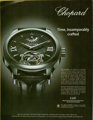 2006 Chopard L.U.C. Tourbillon Watch Black Platinum Leather Vintage Print Ad