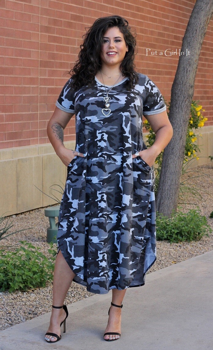 New Womens PLUS SIZE GRAY USA CAMO CAMOUFLAGE OVERSIZED