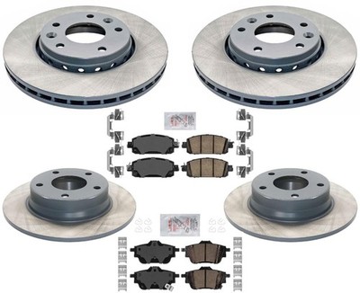 AmeriBRAKES GEO Coated and Balanced Front and Rear Brake Rotors Ceramic Brake Pa
