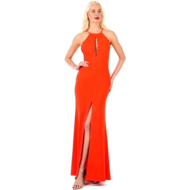 Jay Godfrey-NUEVO CON ETIQUETAS- Vestido Formal Rojo Coral Abertura Frontal Noche Cóctel Talla:12 Ret$295 Foto 4 de 4