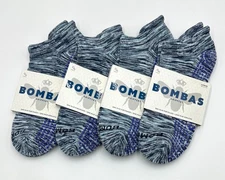 4 pairs Men's Athletic Gripper Ankle Socks Cushion Size Large Light blue BOMBAS