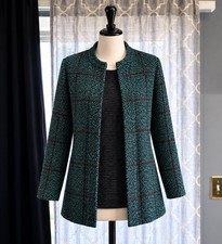 ST. JOHN COUTURE TEAL MULTI-TONE KNIT JACKET 92