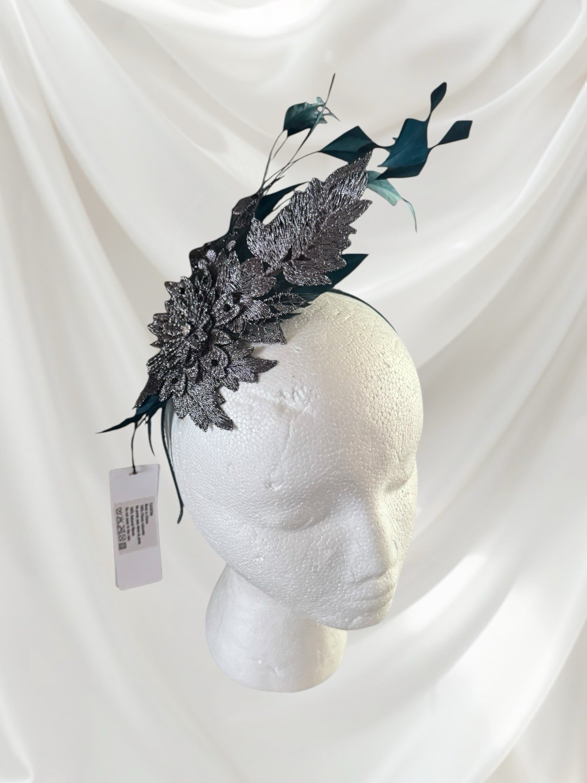 JACQUES VERT UK 14 Grey Teal Mother Of The Bride Outfit Dress & Shawl Fascinator image 10