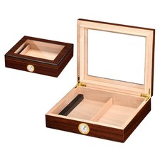 25 St&uuml;ck Zedernholz Zigarren Humidor Etui Box mit Humifider Hygrometer Glasstop