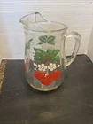 Anchor Hocking Vintage Strawberry Patch Glass Pitcher 1950's