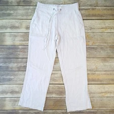 Nicole Miller New York Pants Women Size Small White Linen Blend Coastal Beachy