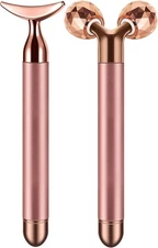 2-in-1 Face Massager Roller Electric Face Roller, 3D Roller and Crescent-Shape F