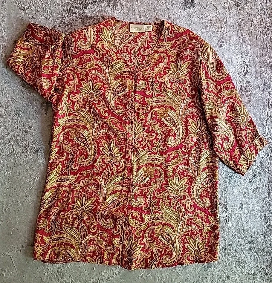 Victoria's Secret блузка женщин цветной туника пейсли Sz (L) свободного длинный  - Изображение 3 из 4