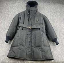 Vintage RefrigiWear Jacket Mens Large* Black Hooded Insulated Parka Made USA 80s