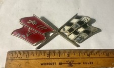 Vtg 1960s Chevrolet V8 Crossed Flags Emblem Chevelle Corvette 3840318
